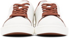 Loro Piana White & Brown Calfskin Traveler Walk Sneakers