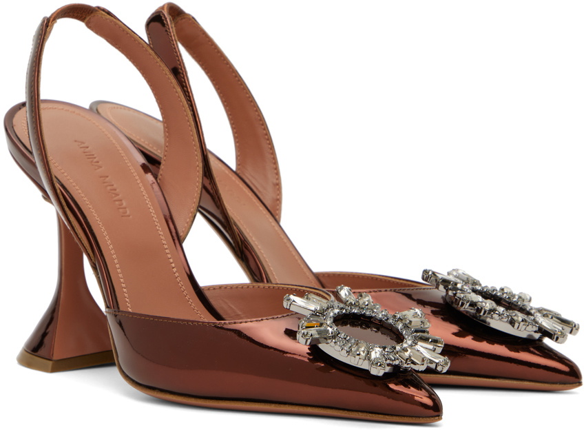 Amina Muaddi Brown Begum Sling 95 Heels