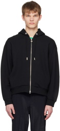Solid Homme Black Embroidered Hoodie