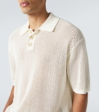 Commas Open-knit cotton-blend polo sweater