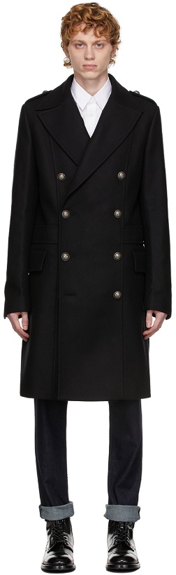 Photo: Balmain Black Wool Double-Breasted Coat