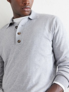 Eleventy - Cotton and Cashmere-Blend Polo Shirt - Gray