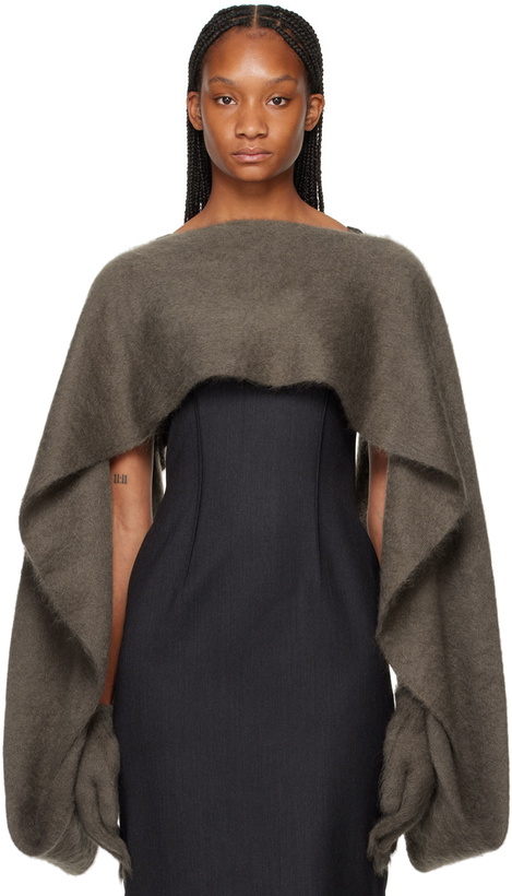 Photo: Moschino Brown Peace Love And Smile Scarf