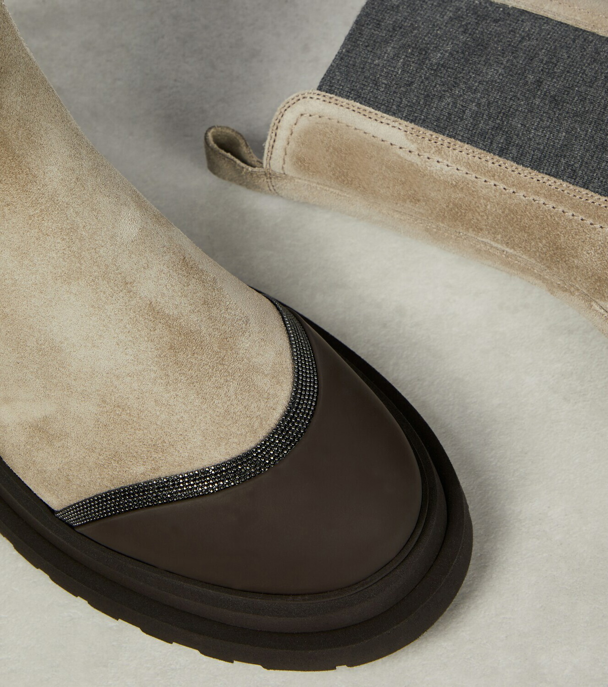 Brunello Cucinelli Embellished suede ankle boots