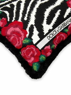 Dolce & Gabbana Pink Zebra Print Embroidered Small Cushion
