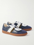 Salvatore Ferragamo - Garda Webbing-Trimmed Suede and Leather Sneakers - Blue