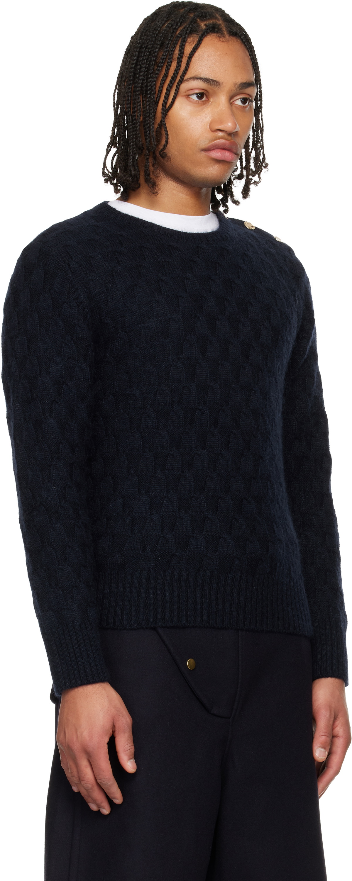 Wales Bonner Navy 'The Chord' Sweater