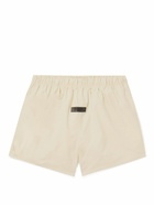 FEAR OF GOD ESSENTIALS - Dock Wide-Leg Logo-Appliquéd Cotton-Blend Drawstring Shorts - Neutrals