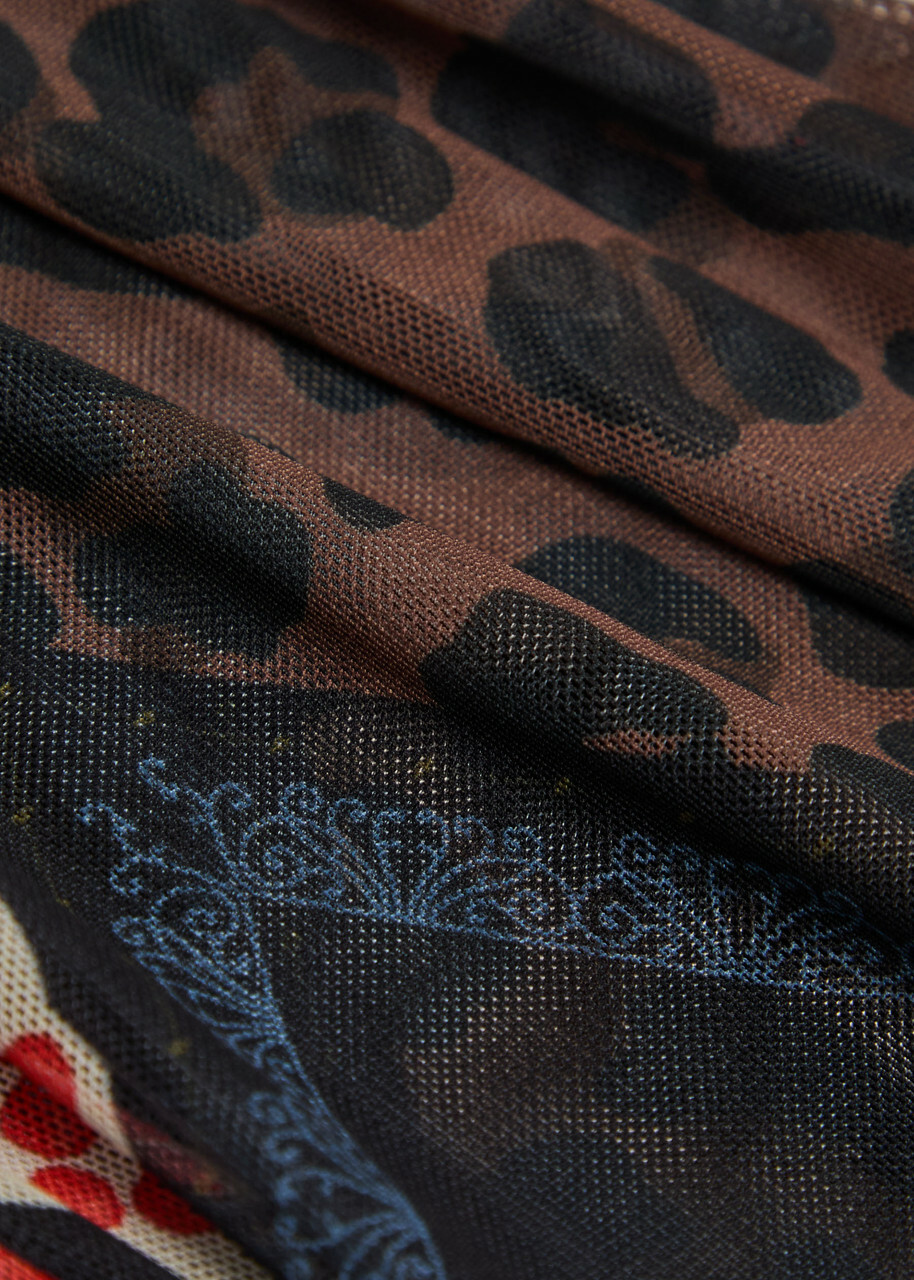 Never Fully Dressed Dorris Printed Mesh Midi Skirt Black