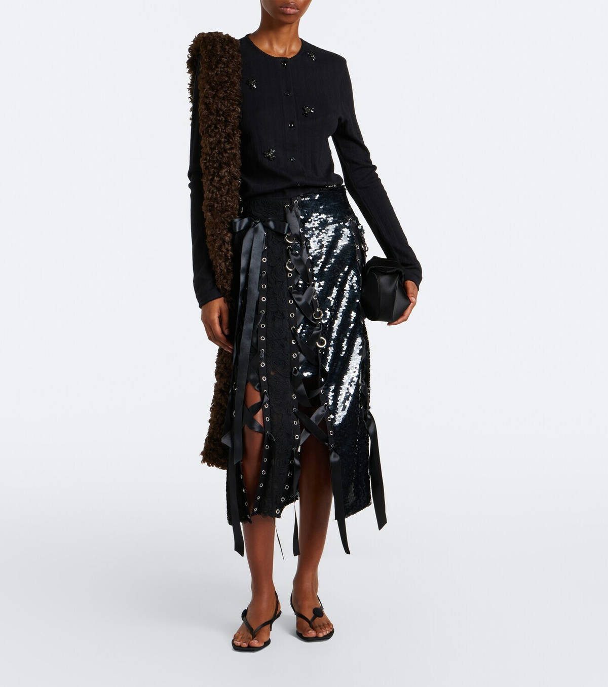 Simone Rocha Embellished pointelle cotton cardigan