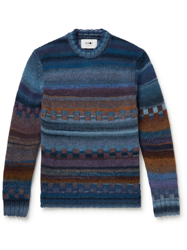 Photo: NN07 - Jackson Intarsia Wool-Blend Sweater - Blue