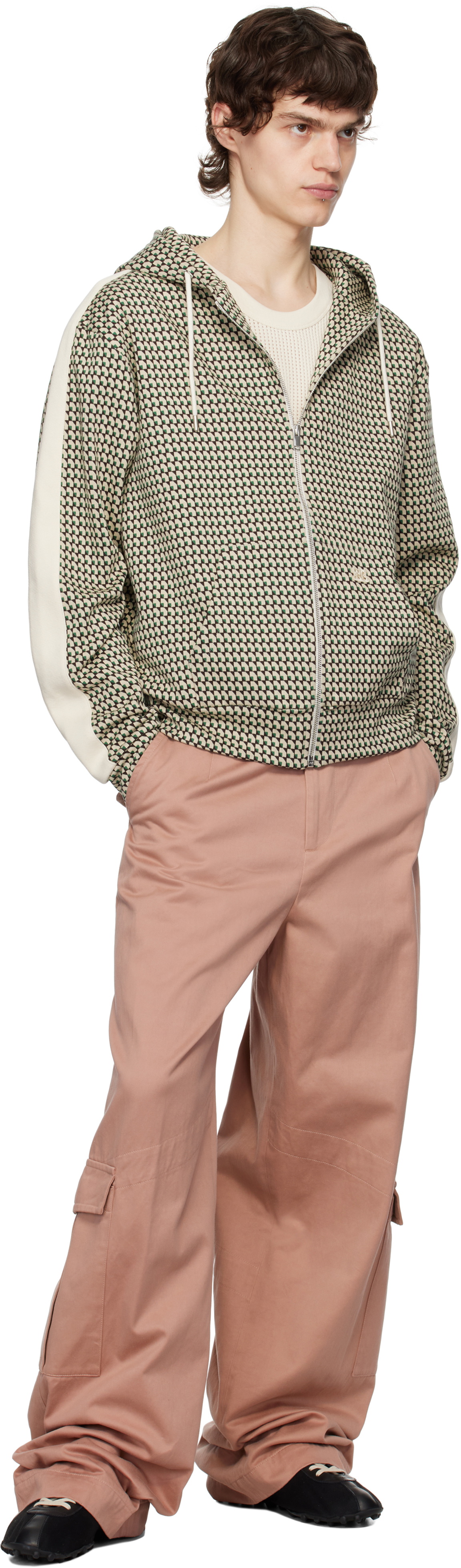 Wales Bonner Beige & Green Power Hoodie