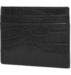SAINT LAURENT - Logo-Appliquéd Croc-Effect Leather Cardholder - Black