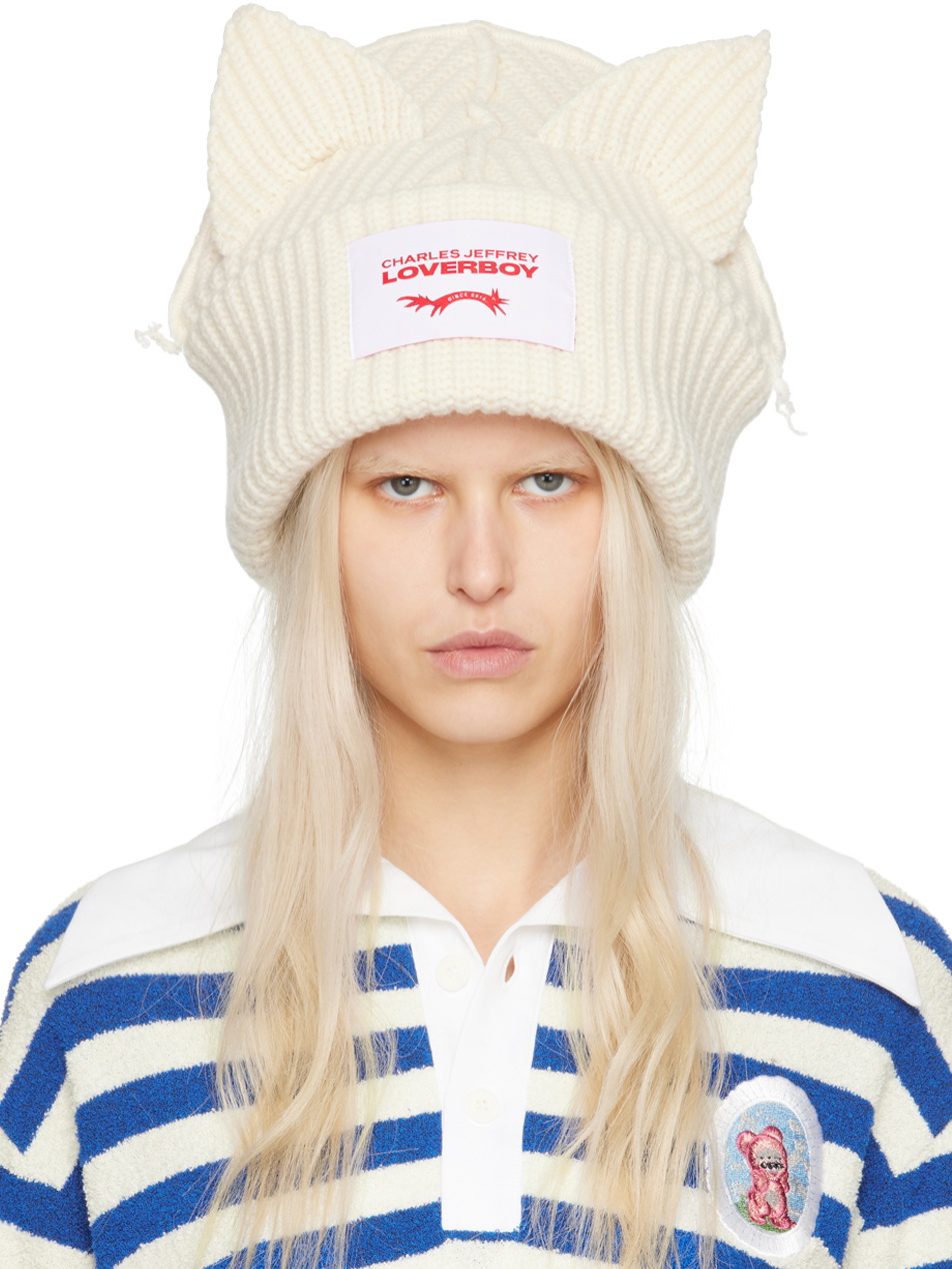 Charles Jeffrey LOVERBOY SSENSE Exclusive Off-White Supersized Chunky Ears  Beanie Charles Jeffrey Loverboy