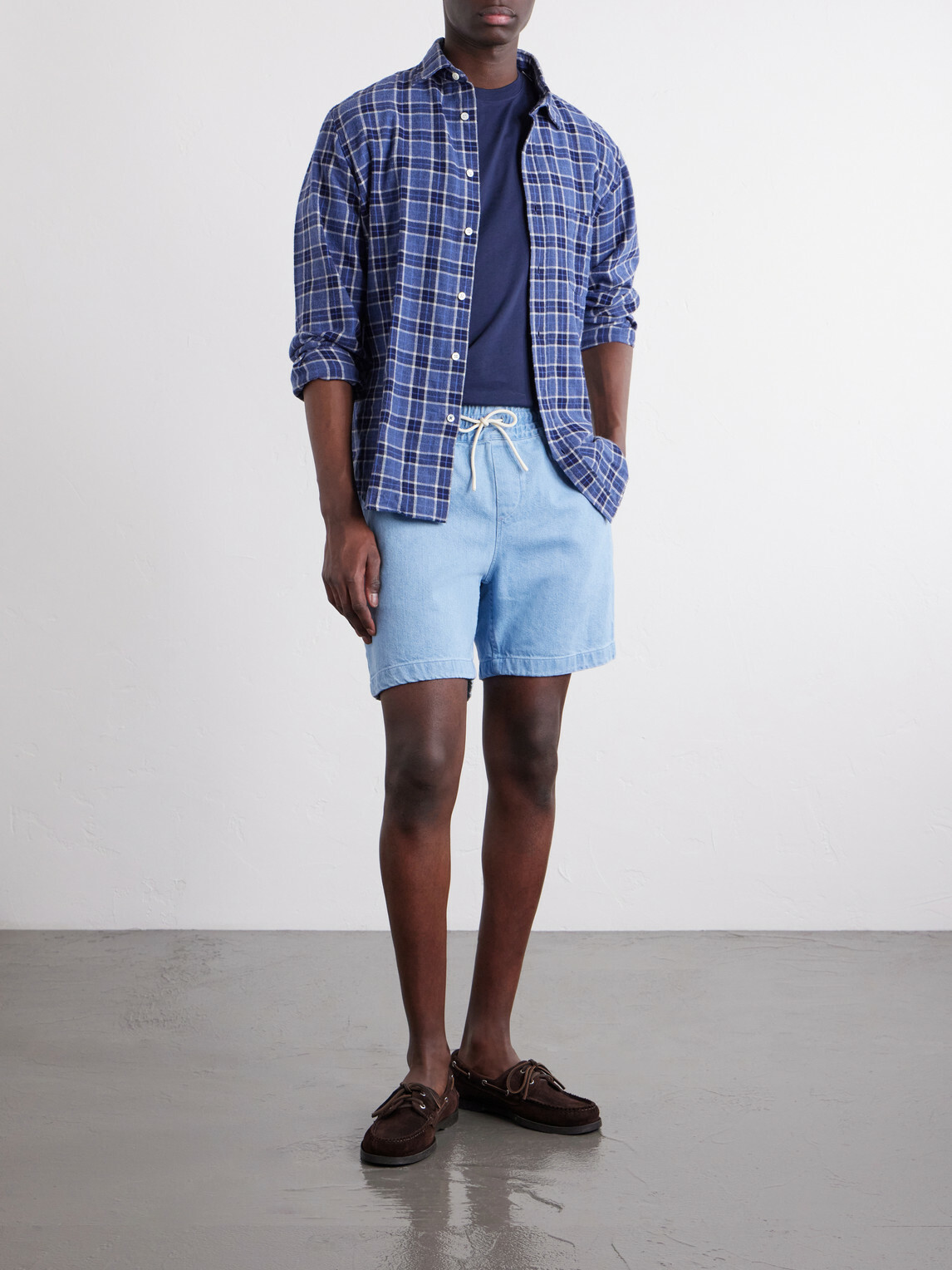 Portuguese Flannel - Straight-Leg Denim Drawstring Shorts - Blue