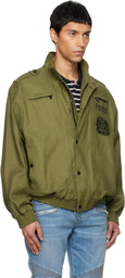 Balmain Khaki Cotton Aviator-Style Bomber Jacket