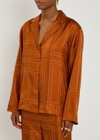 Toteme Logo-embroidered Silk-satin Shirt Terracotta