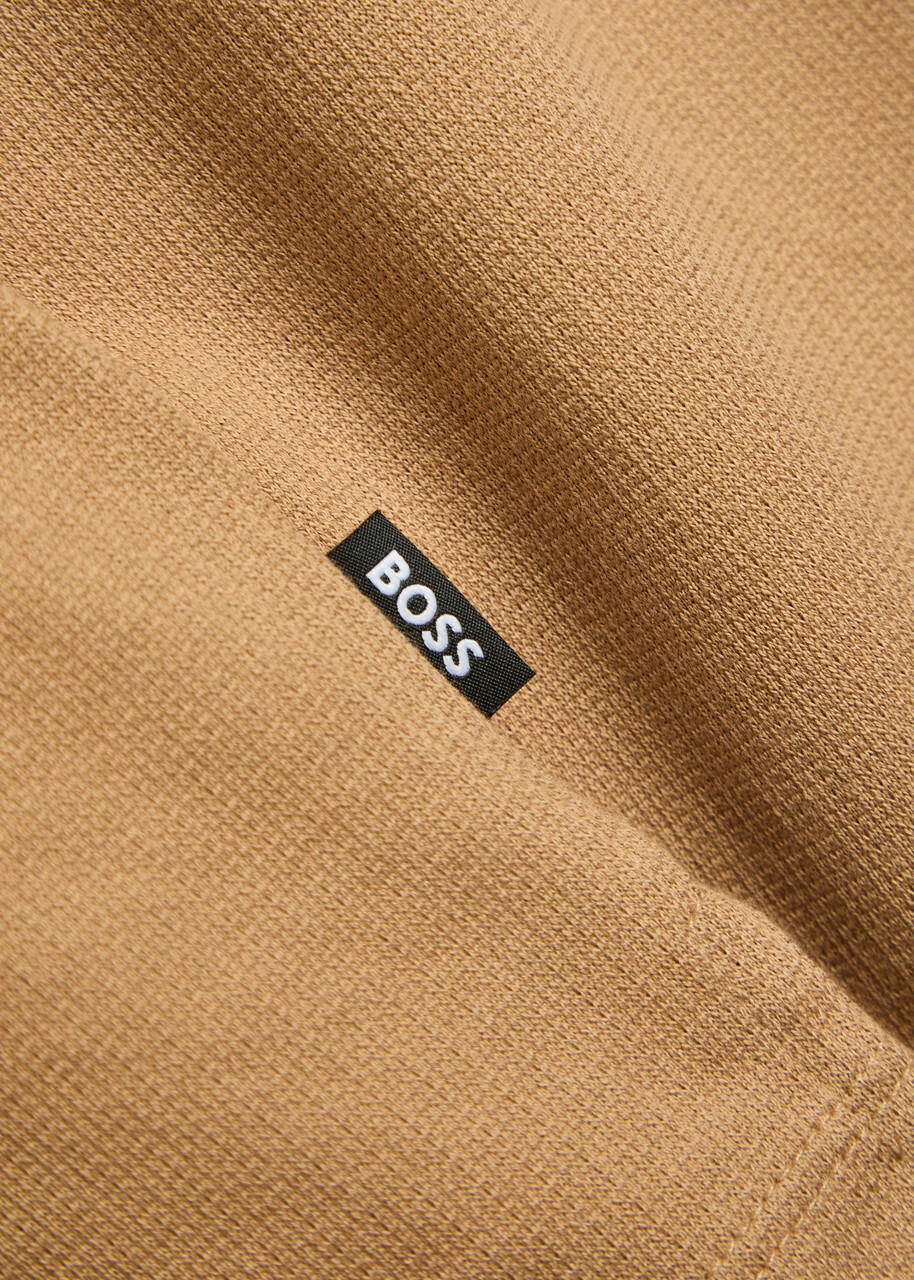 Boss Close-knit Cotton Polo Shirt Brown