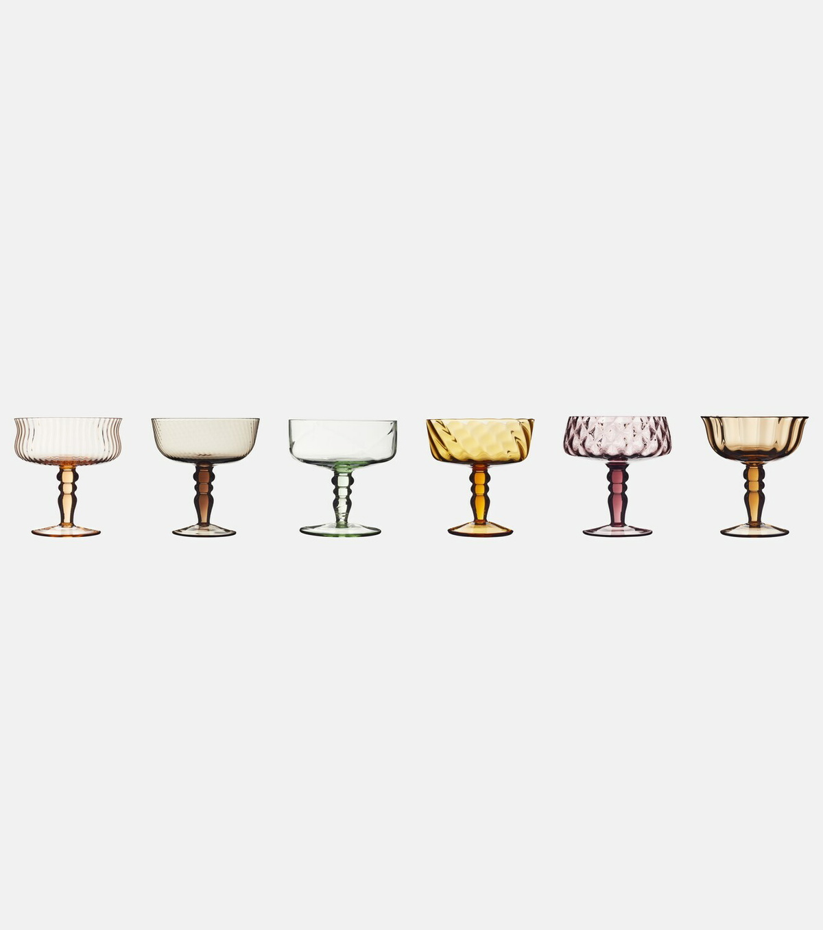 Bitossi Diseguale set of 6 champagne coupe glasses
