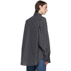 Balenciaga Black and White Check Tattoo Normal Fit Shirt