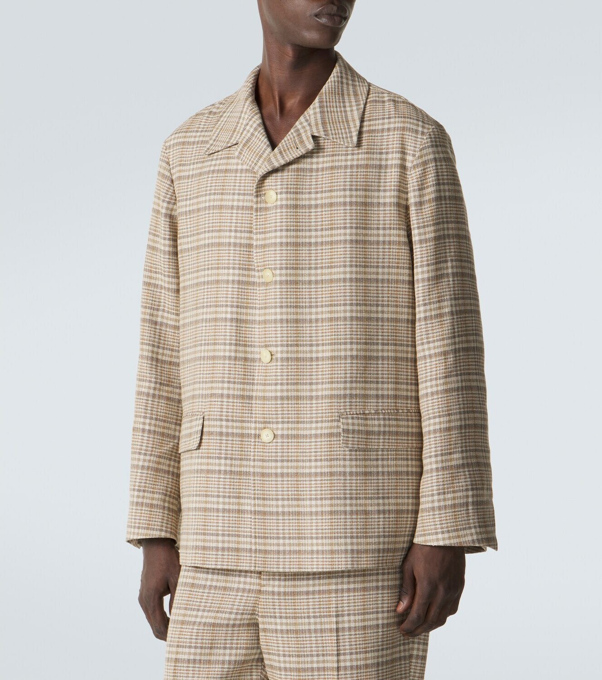 Auralee Checked silk and linen tweed jacket Auralee