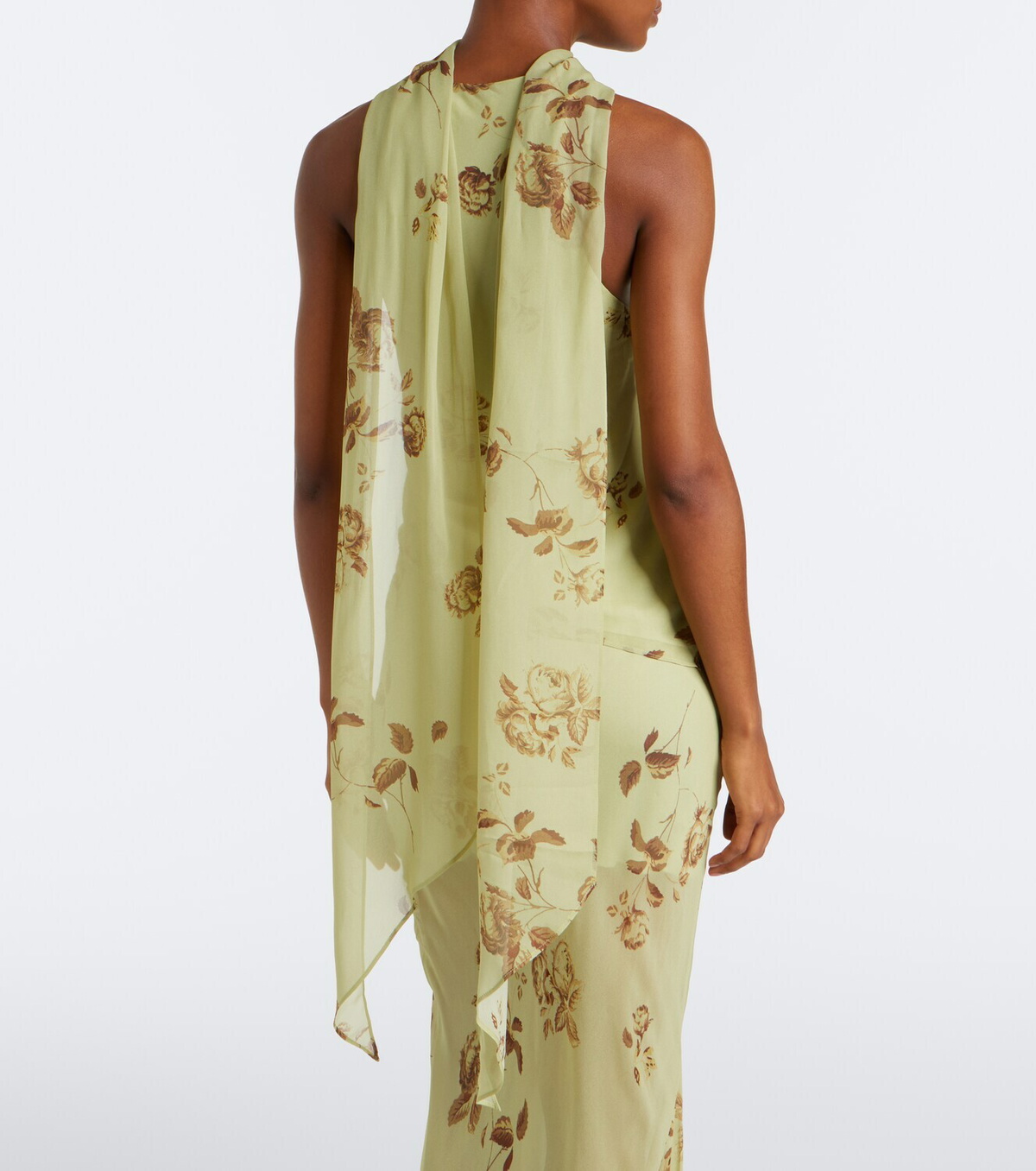 De La Vali Diosa floral scarf-detail georgette top