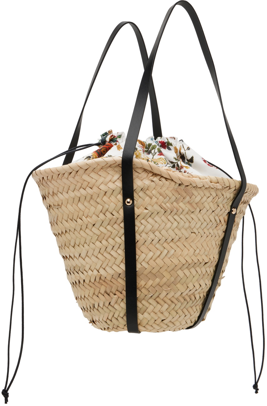 Erdem Beige Small Straw Tote Erdem