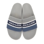Coach 1941 Grey and Navy Knit Logo Sandals