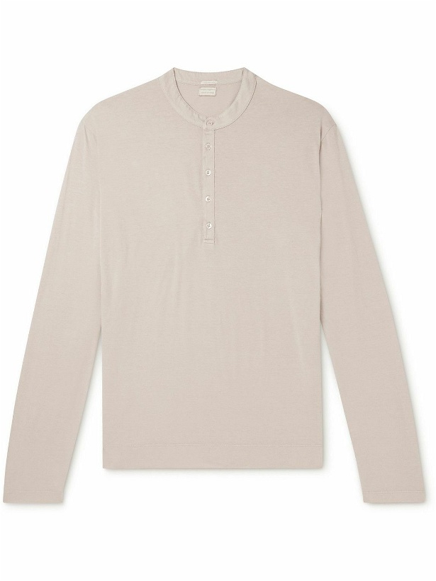 Photo: Massimo Alba - Cotton and Cashmere-Blend Jersey Henley T-Shirt - Neutrals