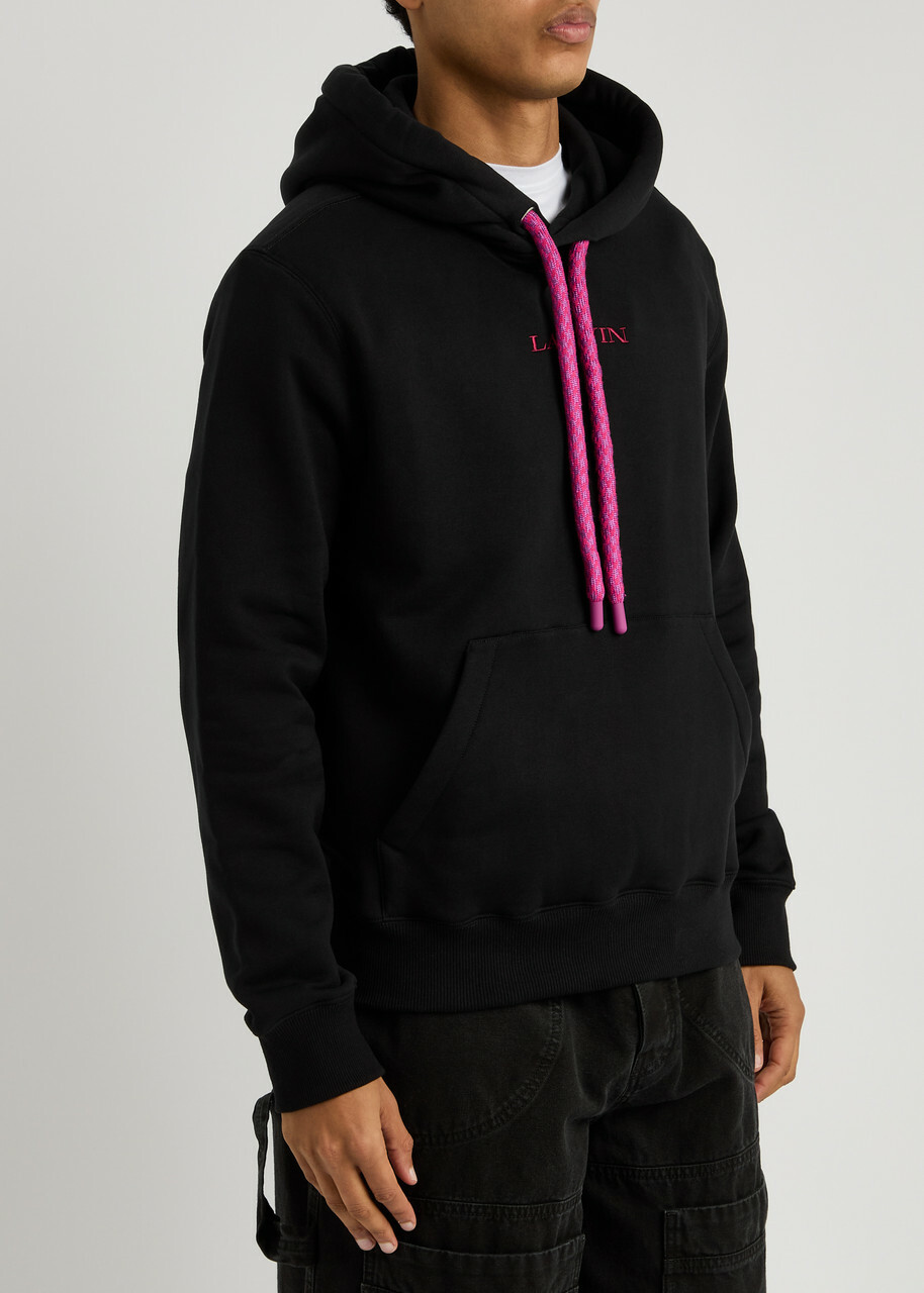 Lanvin Logo Hooded Cotton Sweatshirt Black