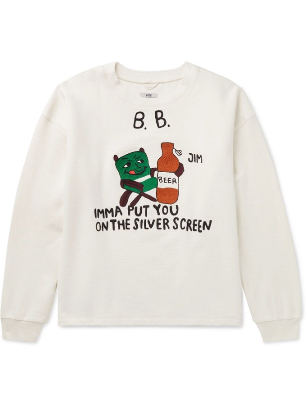 Photo: BODE - Embroidered Loopback Cotton-Jersey Sweatshirt - White