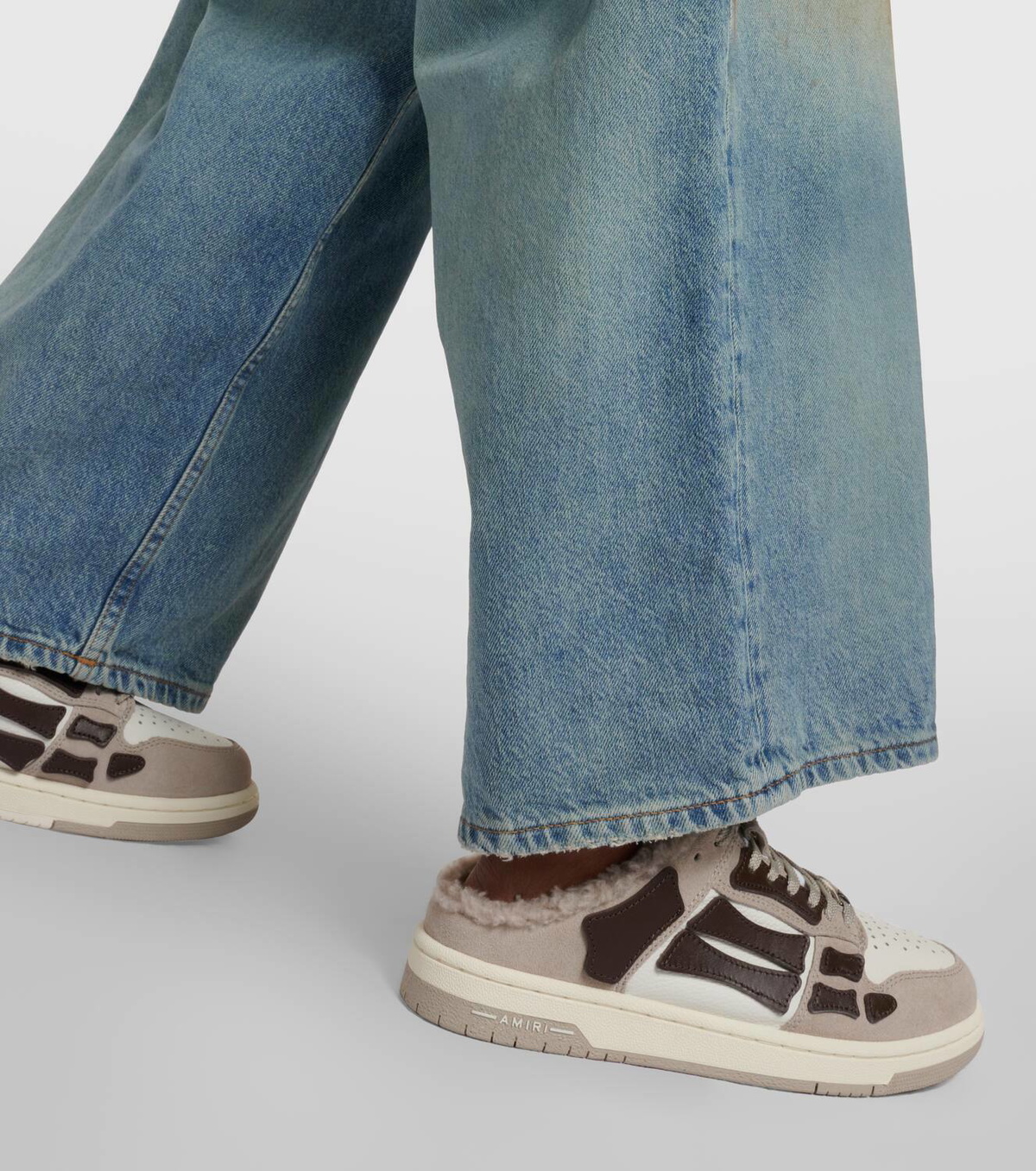 Amiri Skel Top shearling-trimmed leather sneakers Amiri