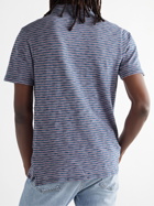 FAHERTY - Striped Slub Cotton-Jersey Polo Shirt - Blue