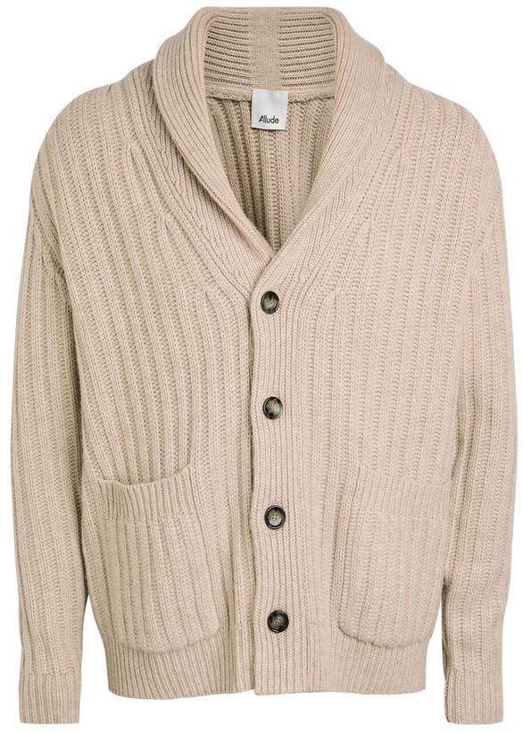 Photo: Allude Ribbed Wool and Cashmere-blend Cardigan Beige