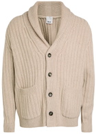 Allude Ribbed Wool and Cashmere-blend Cardigan Beige