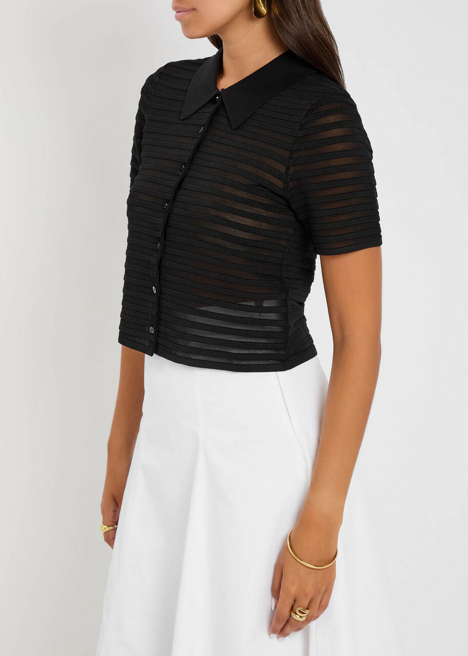 Jonathan Simkhai Larken Ribbed Mesh-knit Cardigan Black