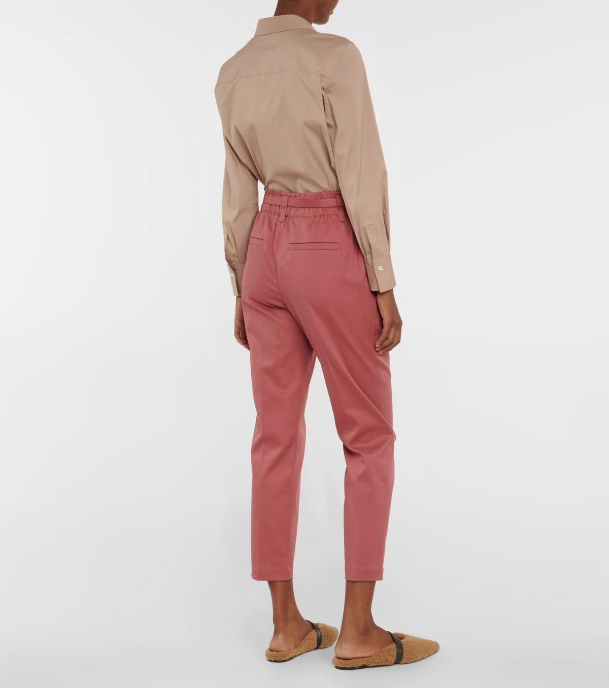 Brunello Cucinelli - High-rise cotton cropped pants