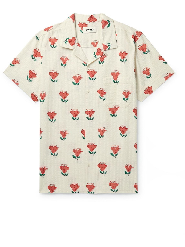 Photo: YMC - Malick Converible-Collar Floral-Print Cotton-Seersucker Shirt - Neutrals