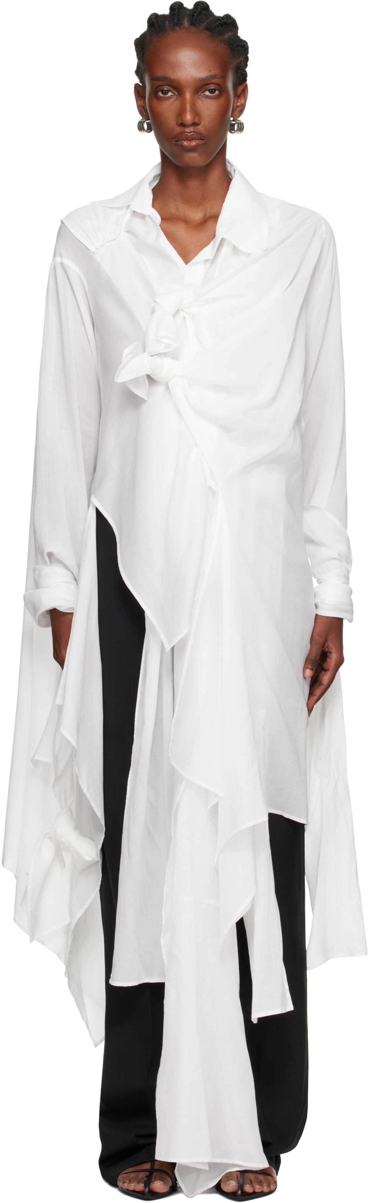 YOHJI YAMAMOTO White Draped Blouse