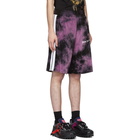 Palm Angels Black and Purple Chenille Tie-Dye Shorts