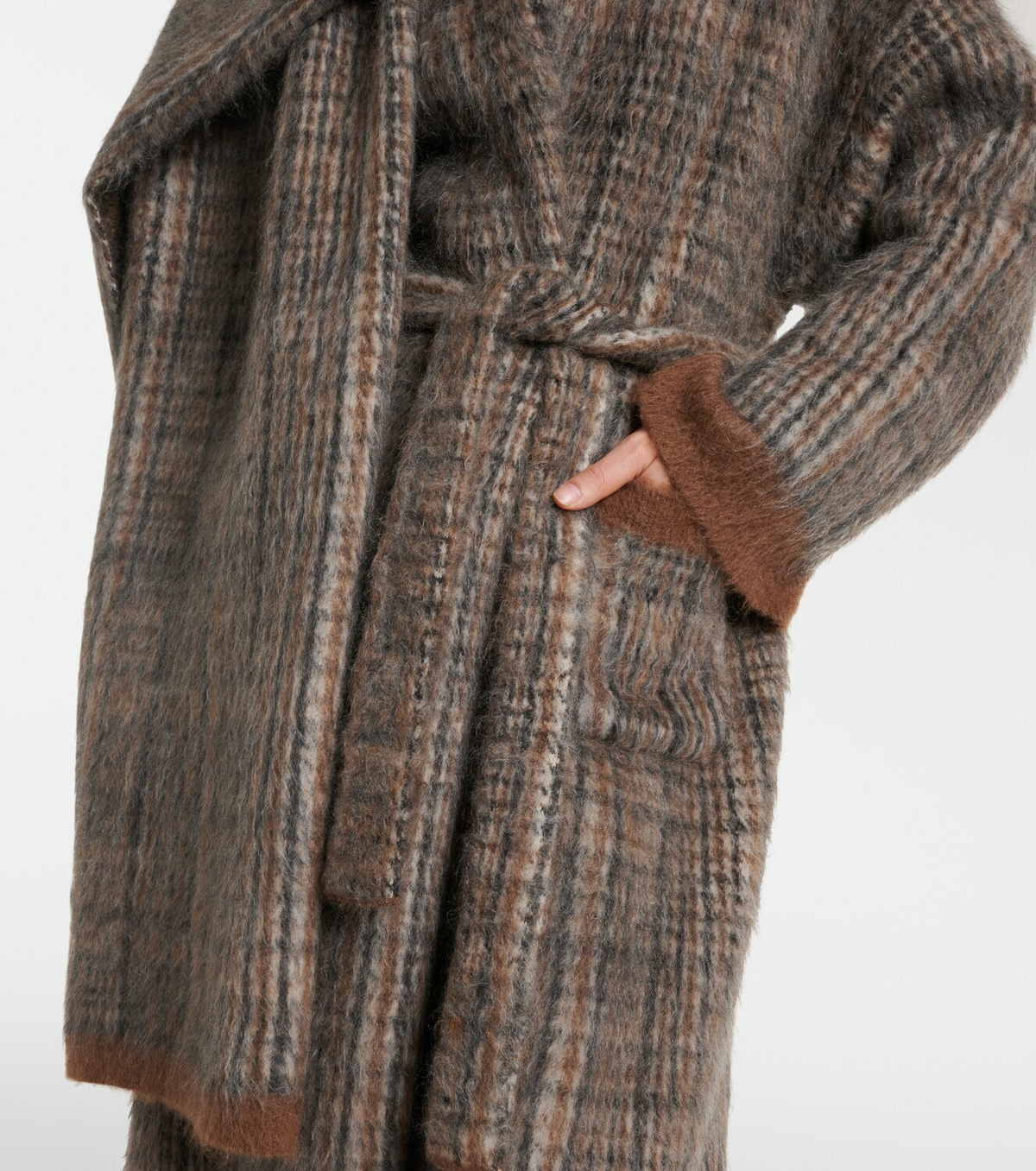 Brunello Cucinelli Checked mohair and wool-blend wrap coat