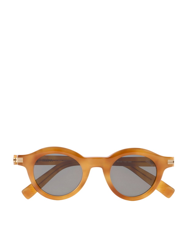Photo: Zegna - Round-Frame Tortoiseshell Acetate Sunglasses - Brown