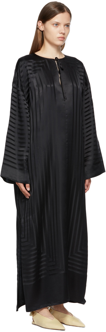Totme Black Silk Monogram Beach Dress Toteme