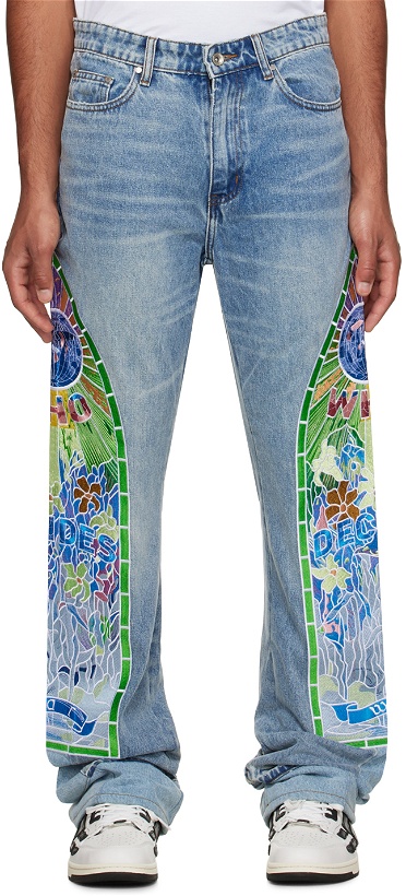 Photo: Who Decides War Blue Cowboy Embroidered Jeans