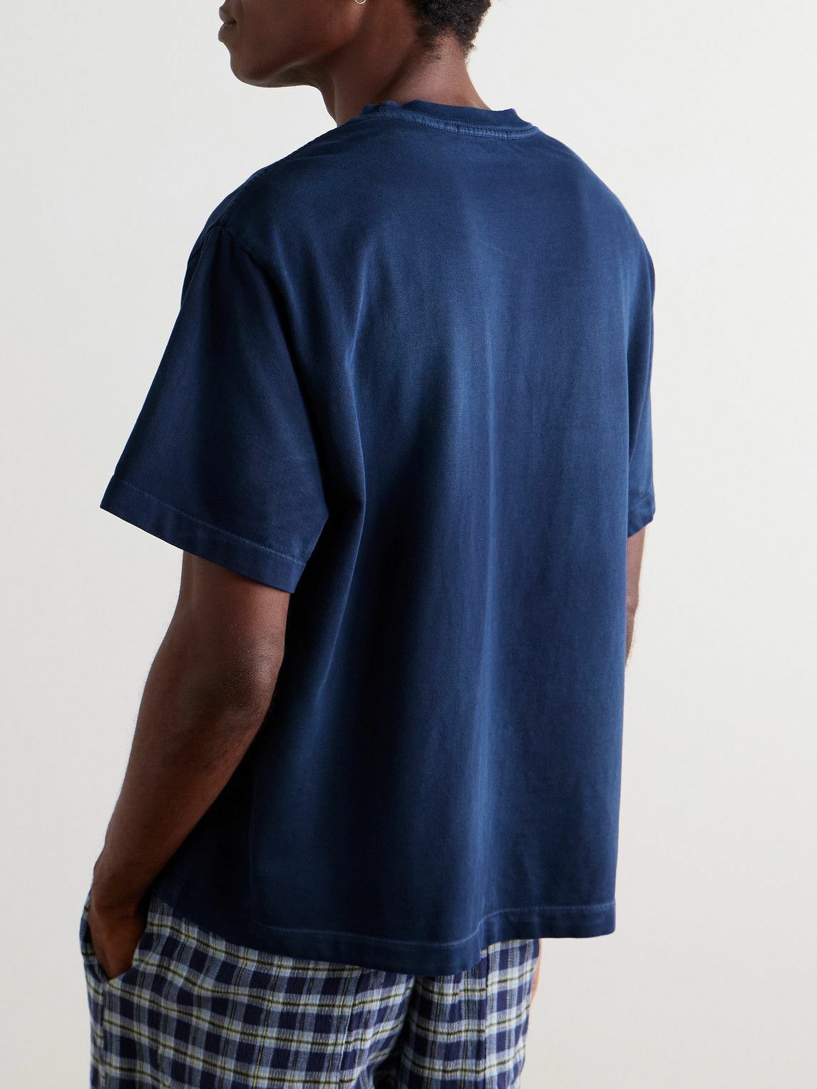 The Elder Statesman - Sunbleached Cotton and Cashmere-Blend Jersey T-Shirt - Blue