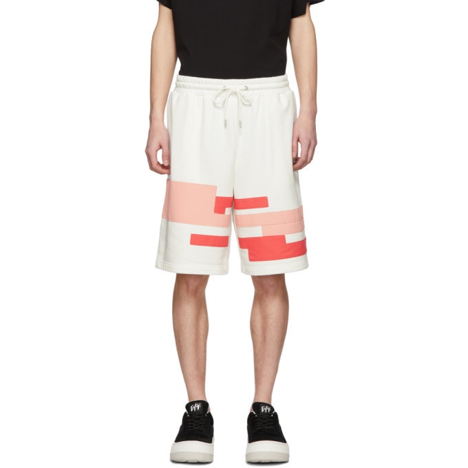Photo: Feng Chen Wang White and Pink Distorted Stripe Shorts
