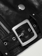 CELINE - Slim-Fit Studded Belted Leather Biker Jacket - Black