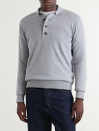 Eleventy - Cotton and Cashmere-Blend Polo Shirt - Gray