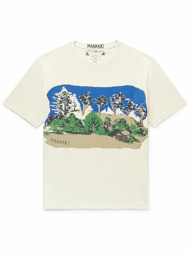 Photo: MANAAKI - The Simple Life Printed Cotton-Jersey T-Shirt - White