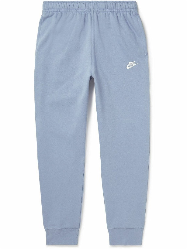 Photo: Nike - Tapered Cotton-Blend Jersey Sweatpants - Blue